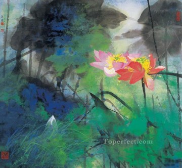 He Yunpu waterlilies pond 2 old Chinese Oil Paintings